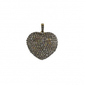 18k Yellow Gold Diamond Heart Pendant 6.60ct